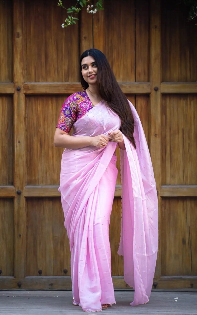 Blush-Pink-Glazy-Organza-Saree-I-Love-Sarees